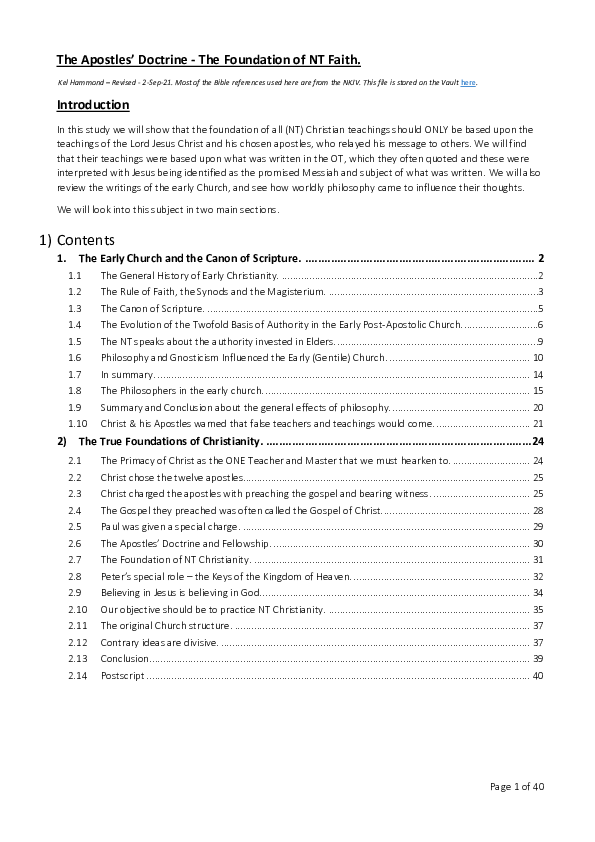 (PDF) The Apostles' Doctrine was the Foundation of NT Faith - but the ...