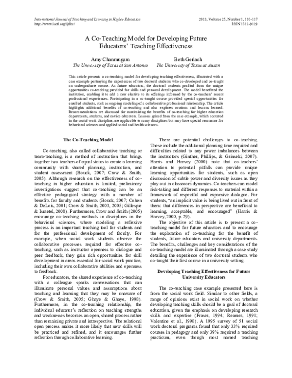(PDF) A Co-Teaching Model for Developing Future Educators' Teaching ...