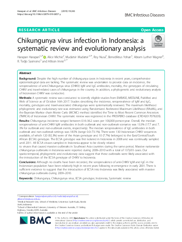(PDF) Chikungunya virus infection in Indonesia: a systematic review and ...