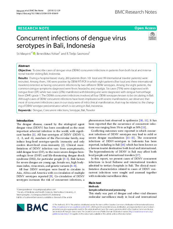 (PDF) Concurrent infections of dengue virus serotypes in Bali, Indonesia