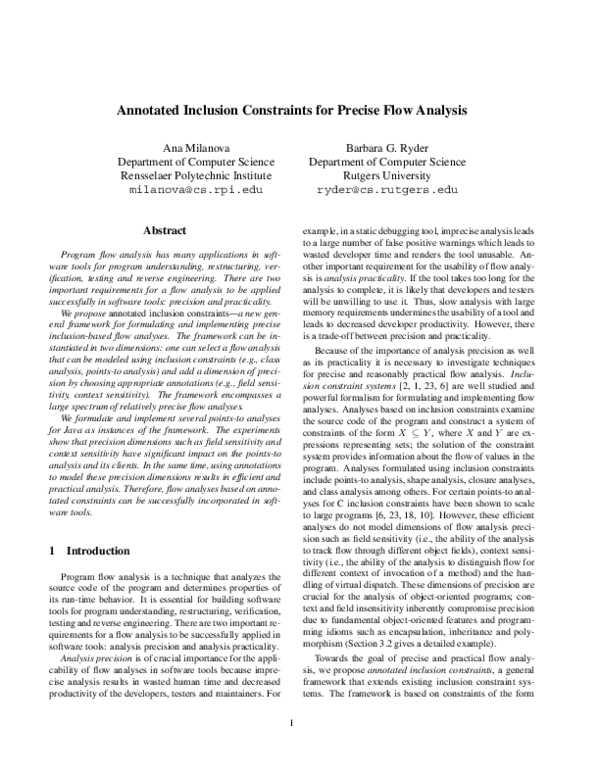 (PDF) Annotated inclusion constraints for precise flow analysis