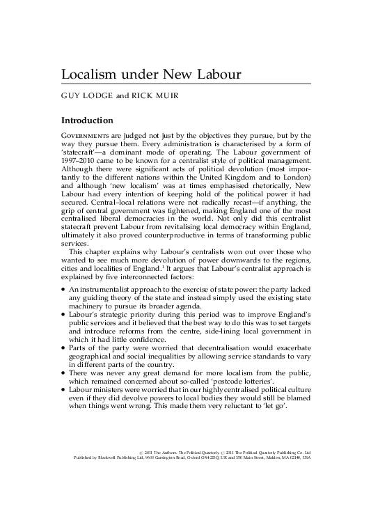 (PDF) Localism under New Labour