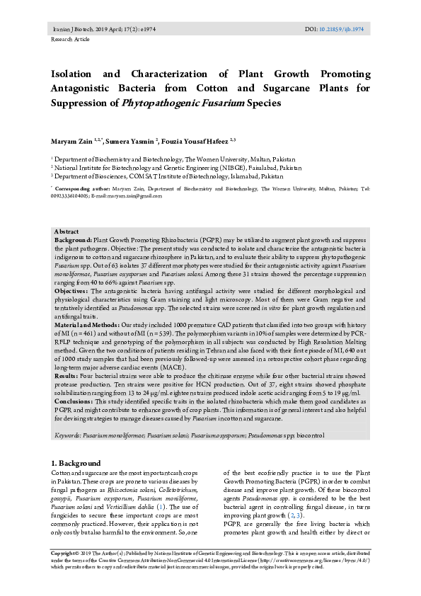 (PDF) Isolation and Characterization of Plant Growth Promoting ...