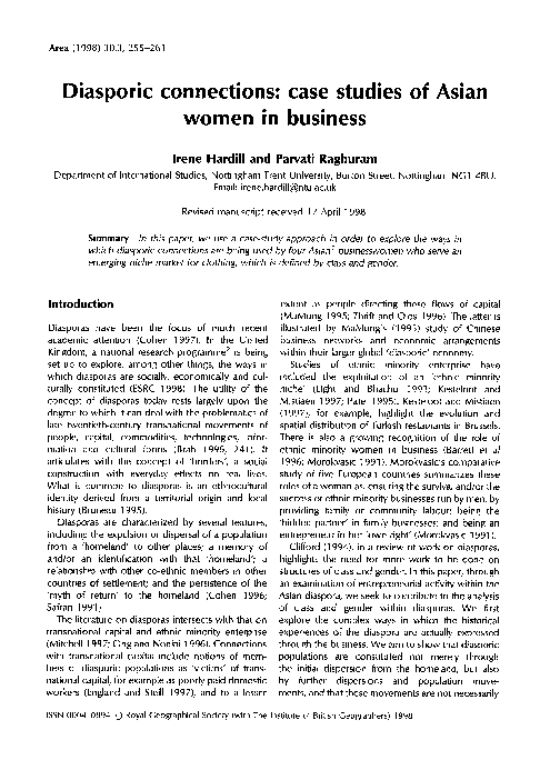 (PDF) Diasporic connections: case studies of Asian women in business