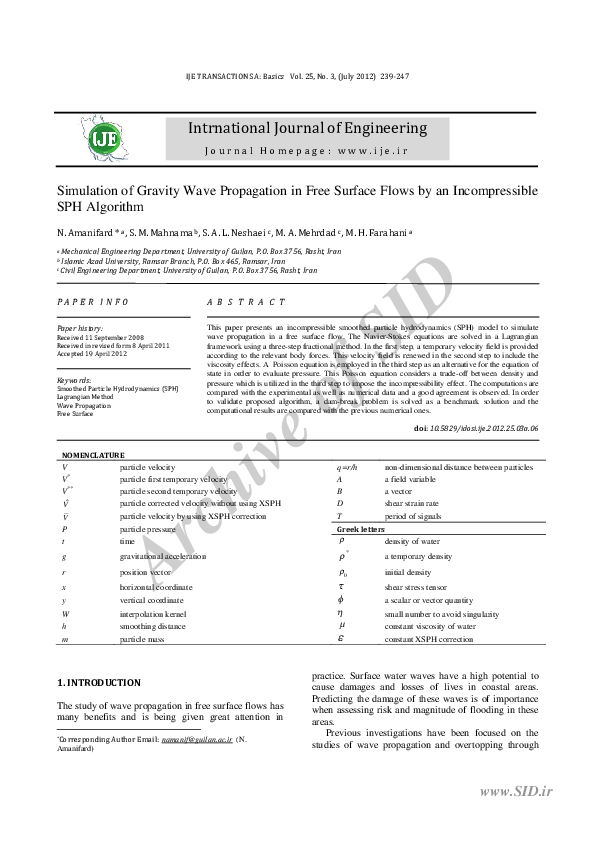 (PDF) Simulation of Gravity Wave Propagation in Free Surface Flows by ...