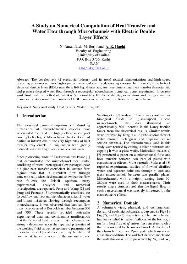 (PDF) Numerical study of heat transfer and water flow velocities in ...