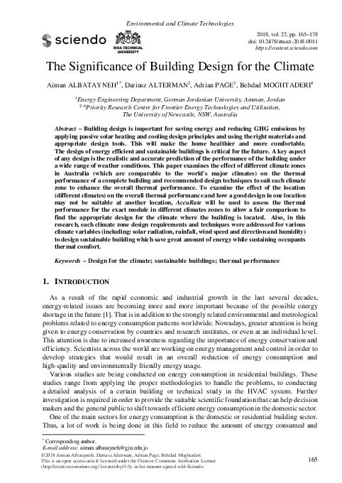 (PDF) The Significance of Building Design for the Climate
