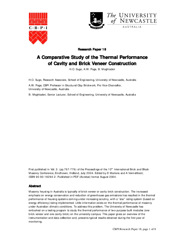 (PDF) A Comparative Study of the Thermal Performance of Cavity and ...