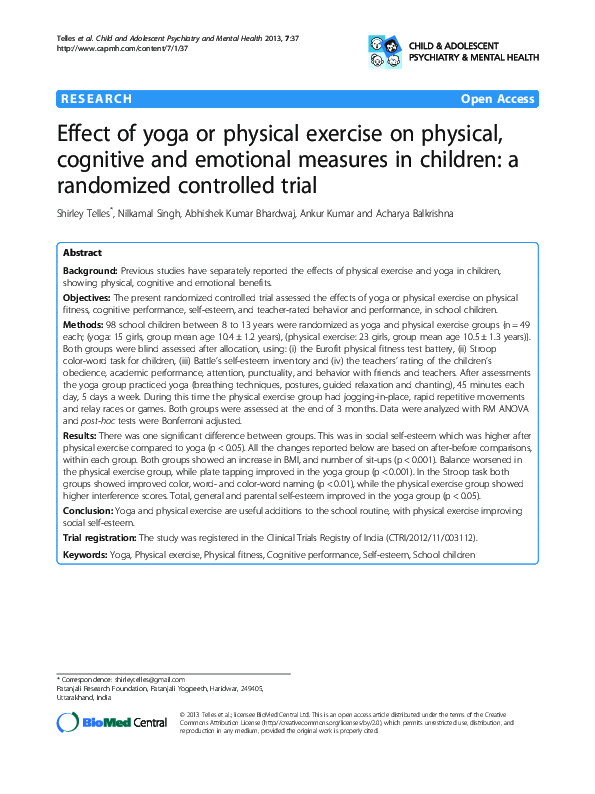 (PDF) Effect of yoga or physical exercise on physical, cognitive and ...