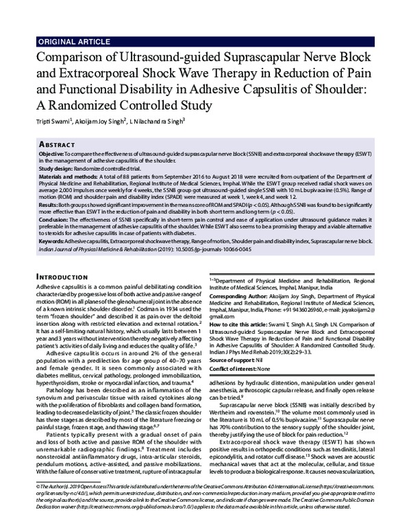 (PDF) Comparison of Ultrasoundguided Suprascapular Nerve Block and