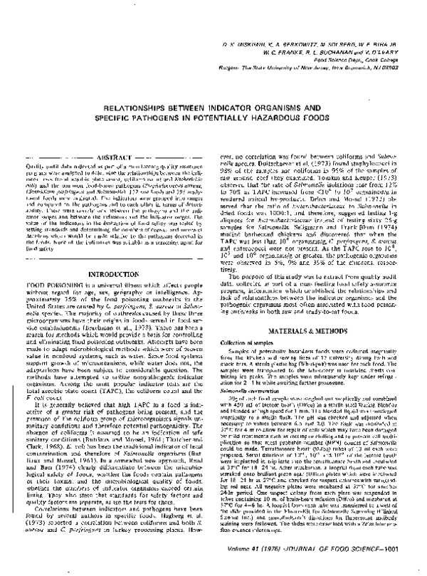 (PDF) Relationships Between Indicator Organisms and Specific Pathogens ...