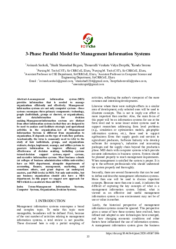(PDF) 3-Phase Parallel Model for Management Information Systems