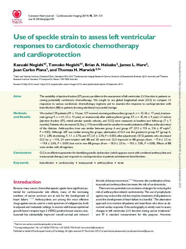 (PDF) Use of speckle strain to assess left ventricular responses to ...