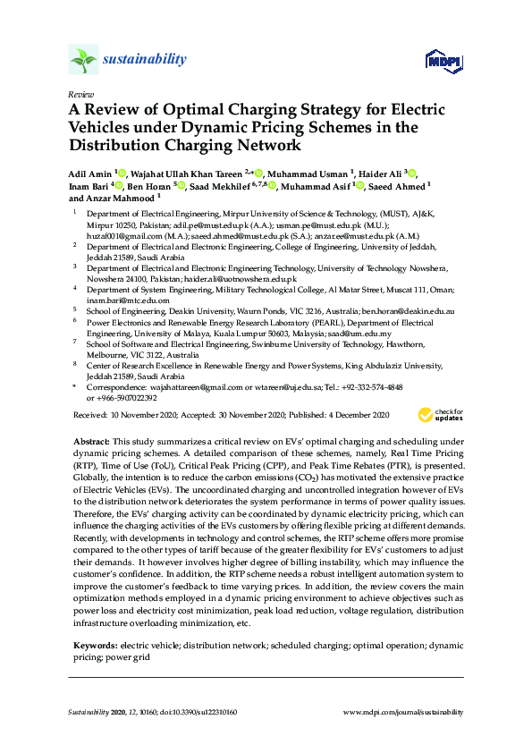 (PDF) A Review of Optimal Charging Strategy for Electric Vehicles under ...