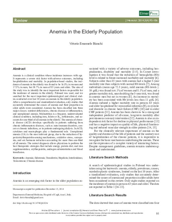 (PDF) Anemia in the Elderly Population