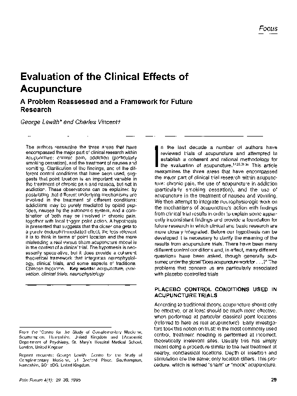 (PDF) Evaluation of the clinical effects of acupuncture