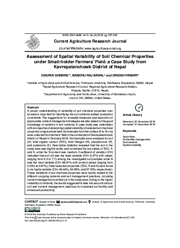 (PDF) Assessment of Spatial Variability of Soil Chemical Properties ...