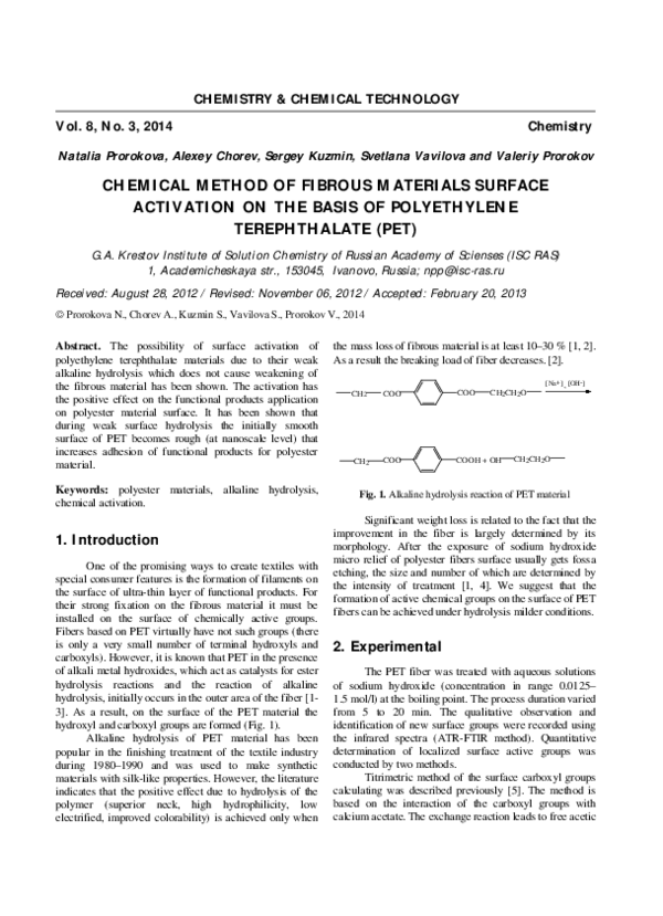 (PDF) Chemical Method of Fibrous Materials Surface Activation on the ...