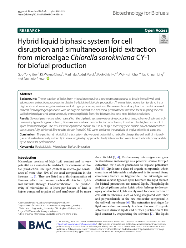 (PDF) Hybrid liquid biphasic system for cell disruption and simultaneous lipid extraction from