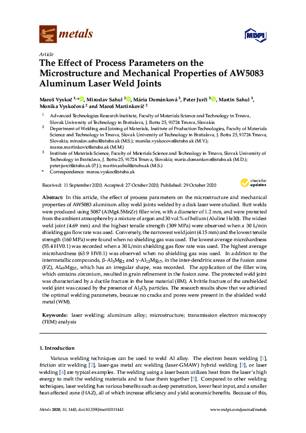 (PDF) The Effect of Process Parameters on the Microstructure and ...