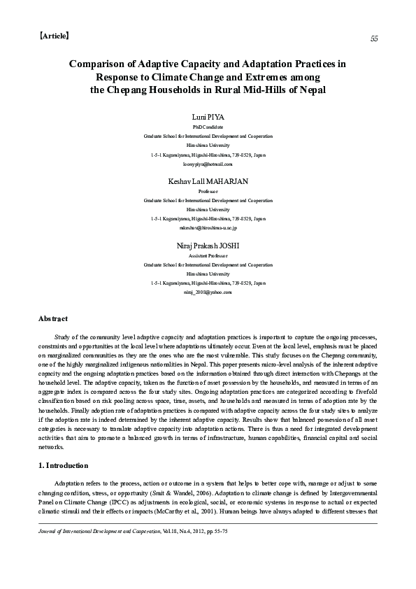 (PDF) Comparison of Adaptive Capacity and Adaptation Practices in ...