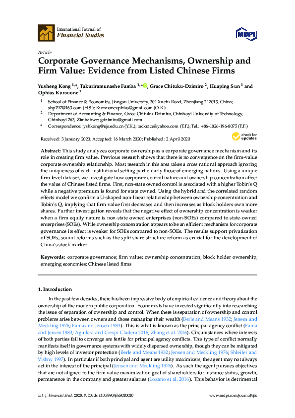 (PDF) Corporate Governance Mechanisms, Ownership and Firm Value ...