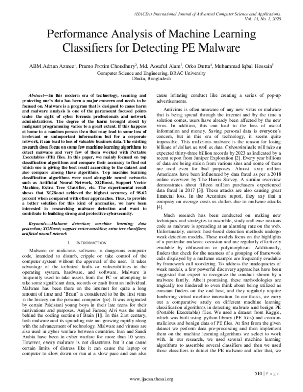 (PDF) Performance Analysis of Machine Learning Classifiers for ...