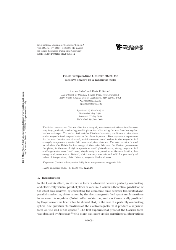 (PDF) Finite temperature Casimir effect for massive scalars in a ...