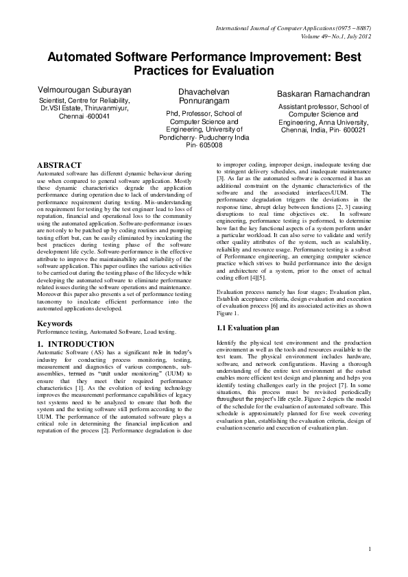 (PDF) Automated Software Performance Improvement: Best Practices for ...