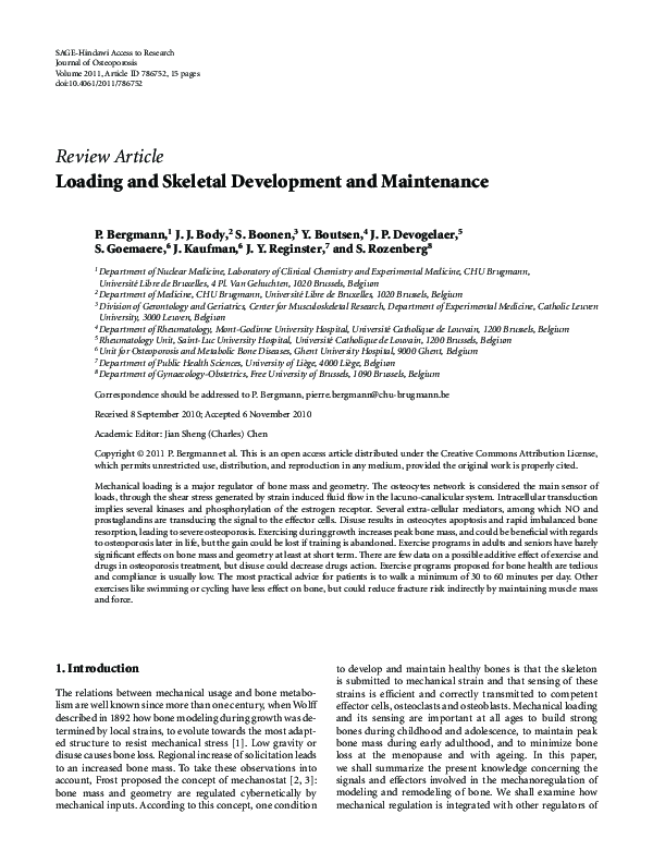 (PDF) Loading and Skeletal Development and Maintenance