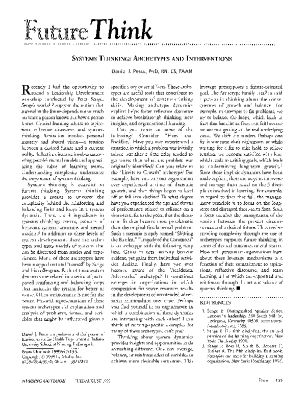 Pdf Systems Thinking Archetypes And Interventions