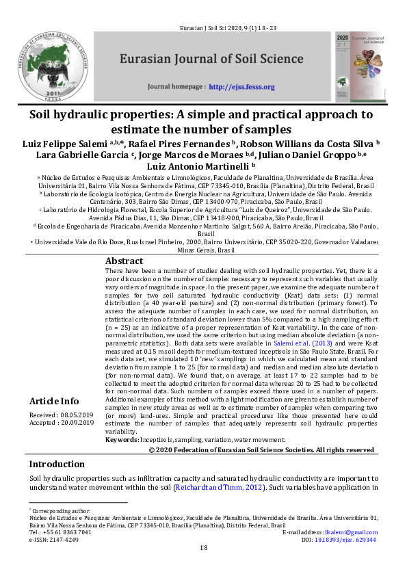 (PDF) Soil hydraulic properties: A simple and practical approach to ...