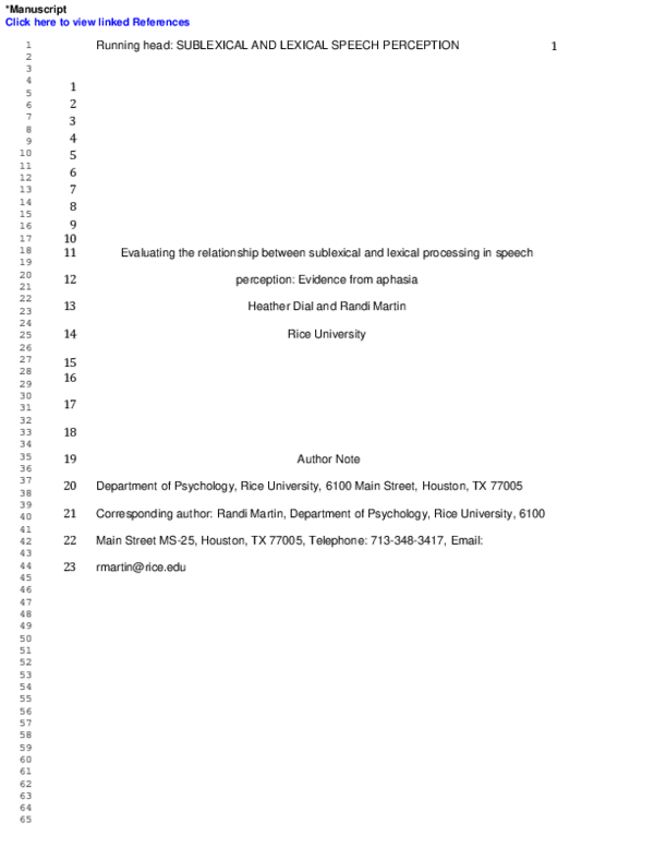 (PDF) Evaluating the relationship between sublexical and lexical ...