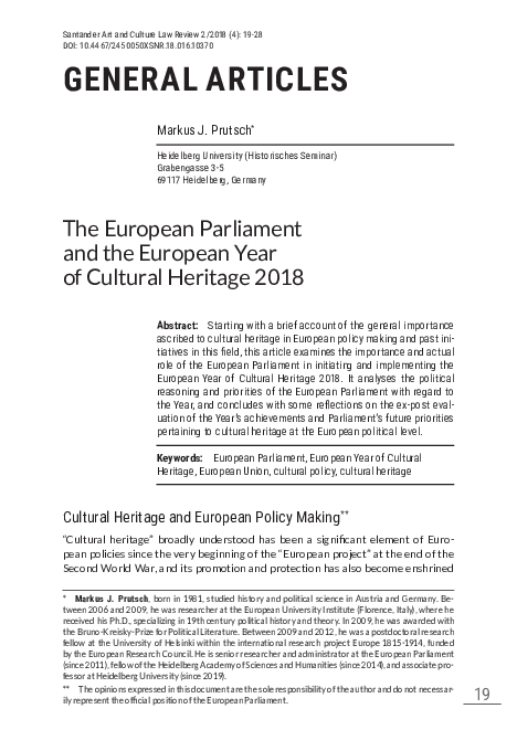 (PDF) The European Parliament and the European Year of Cultural ...