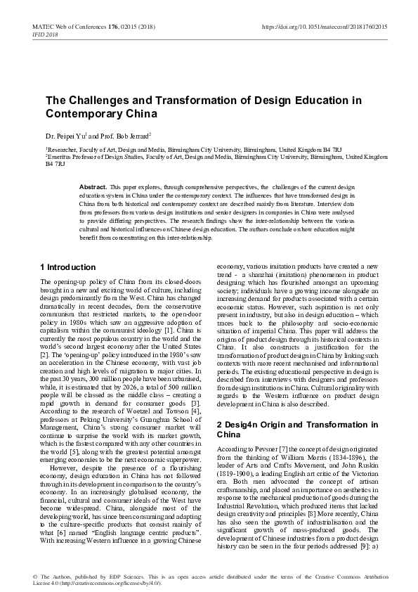(PDF) The Challenges and Transformation of Design Education in ...