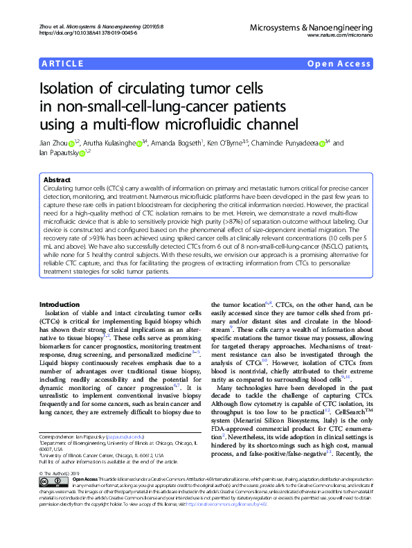 (PDF) Isolation of circulating tumor cells in non-small-cell-lung ...