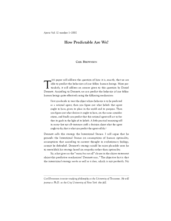 (PDF) How Predictable Are We?