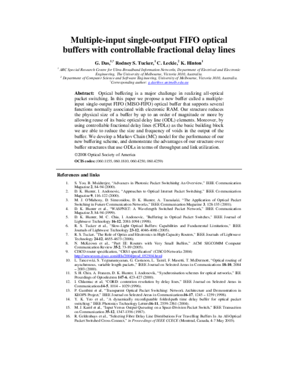 (PDF) Multiple-input single-output FIFO optical buffers with ...