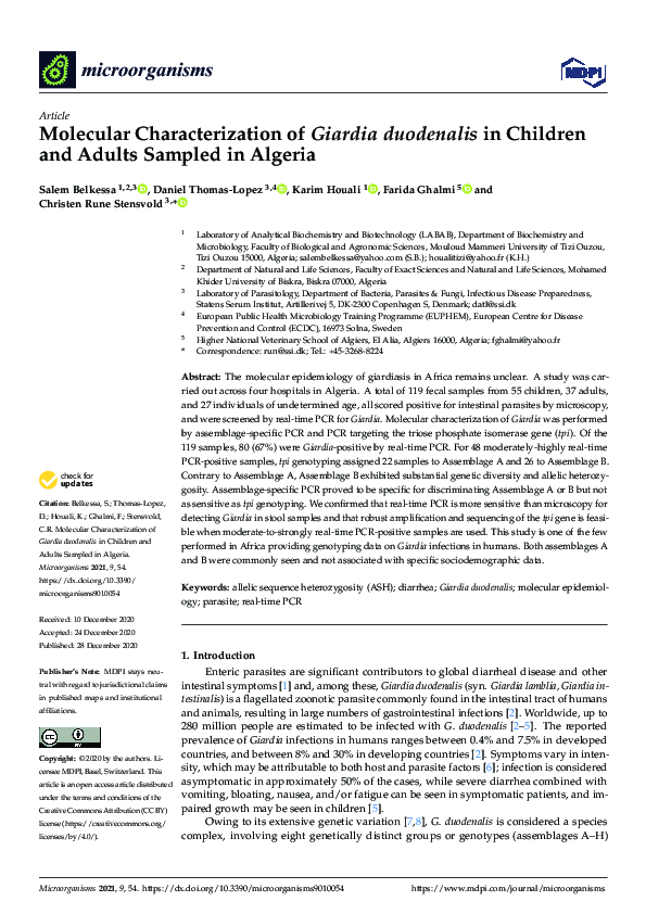 (PDF) Molecular Characterization of Giardia duodenalis in Children and ...