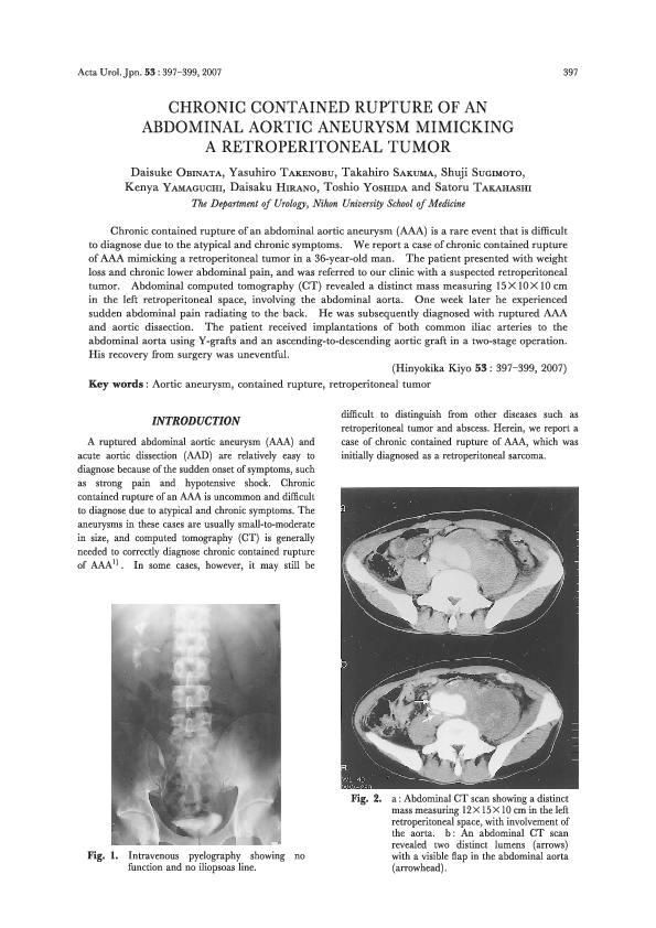 (PDF) Chronic contained rupture of an abdominal aortic aneurysm ...