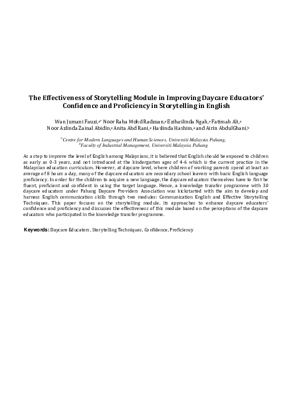 (PDF) The Effectiveness of Storytelling Module in Improving Daycare ...