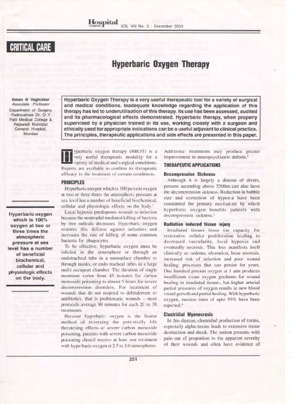 (PDF) Hyperbaric oxygen therapy