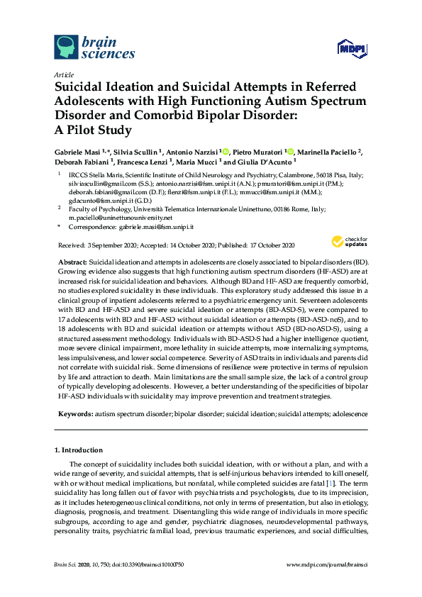 (PDF) Suicidal Ideation and Suicidal Attempts in Referred Adolescents ...