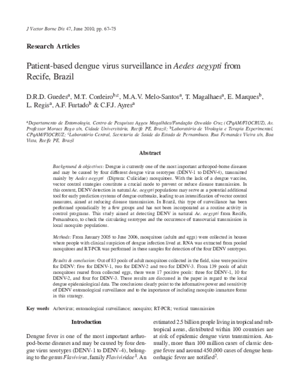 (PDF) Patient-based dengue virus surveillance in Aedes aegypti from ...
