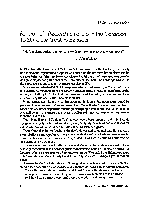 (PDF) Failure 101: Rewarding Failure in the Classroom To Stimulate ...