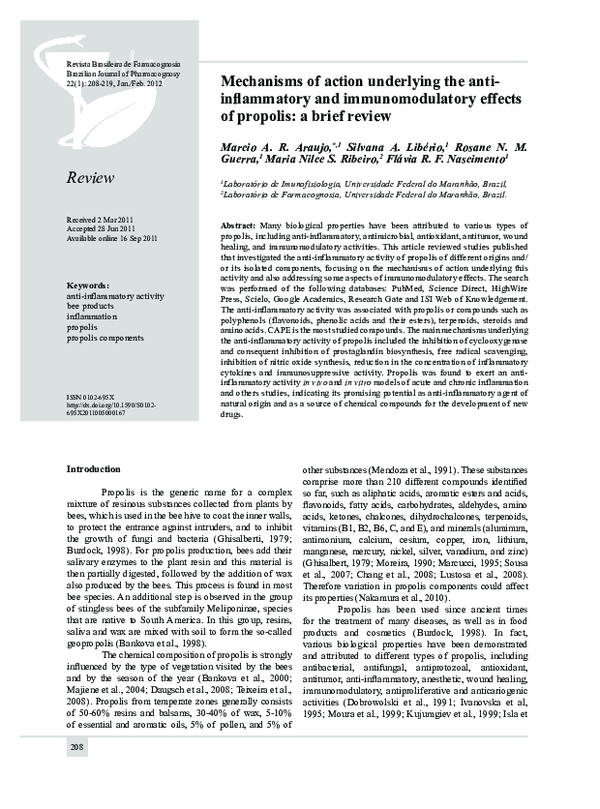 (PDF) Mechanisms of action underlying the anti-inflammatory and ...