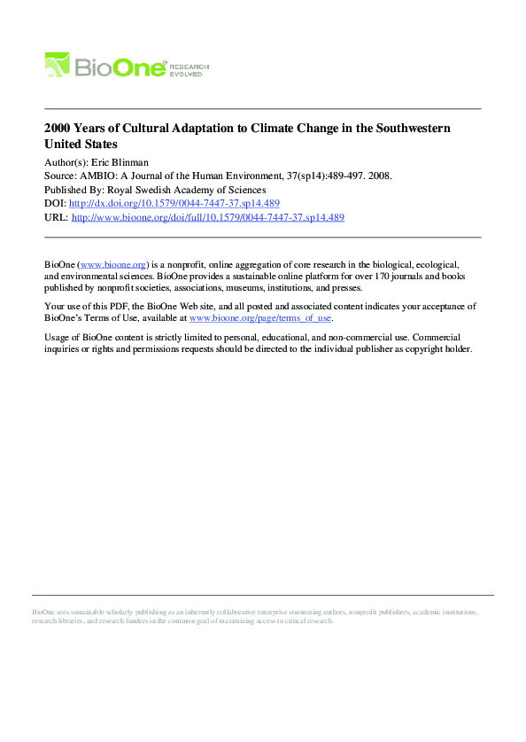 (PDF) 2000 Years of Cultural Adaptation to Climate Change in the ...