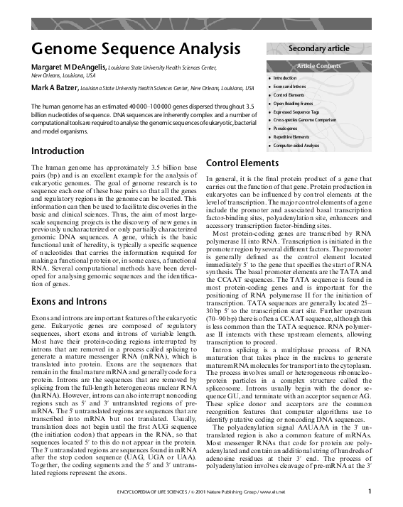 (PDF) Genome Sequence Analysis