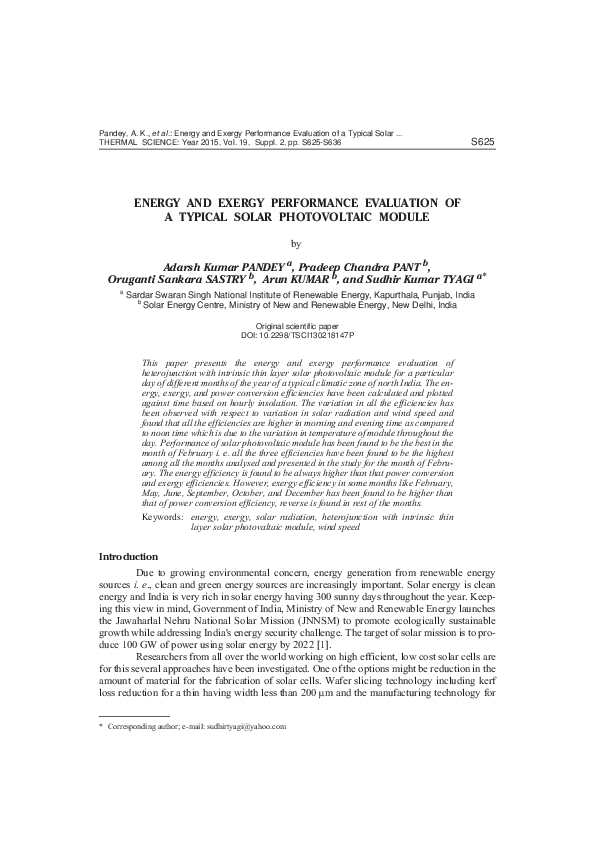 (PDF) Energy and exergy performance evaluation of a typical solar ...