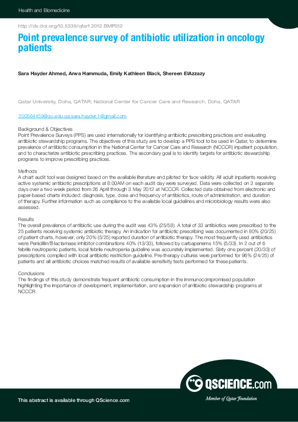 (PDF) Point prevalence survey of antibiotic utilization in oncology ...